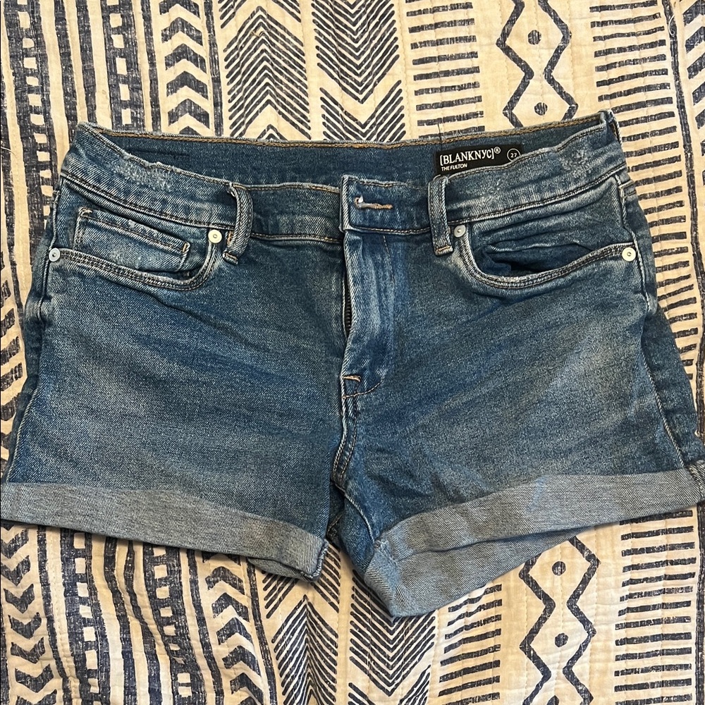 Blank NYC The Fulton Blue Denim Rolled Shorts